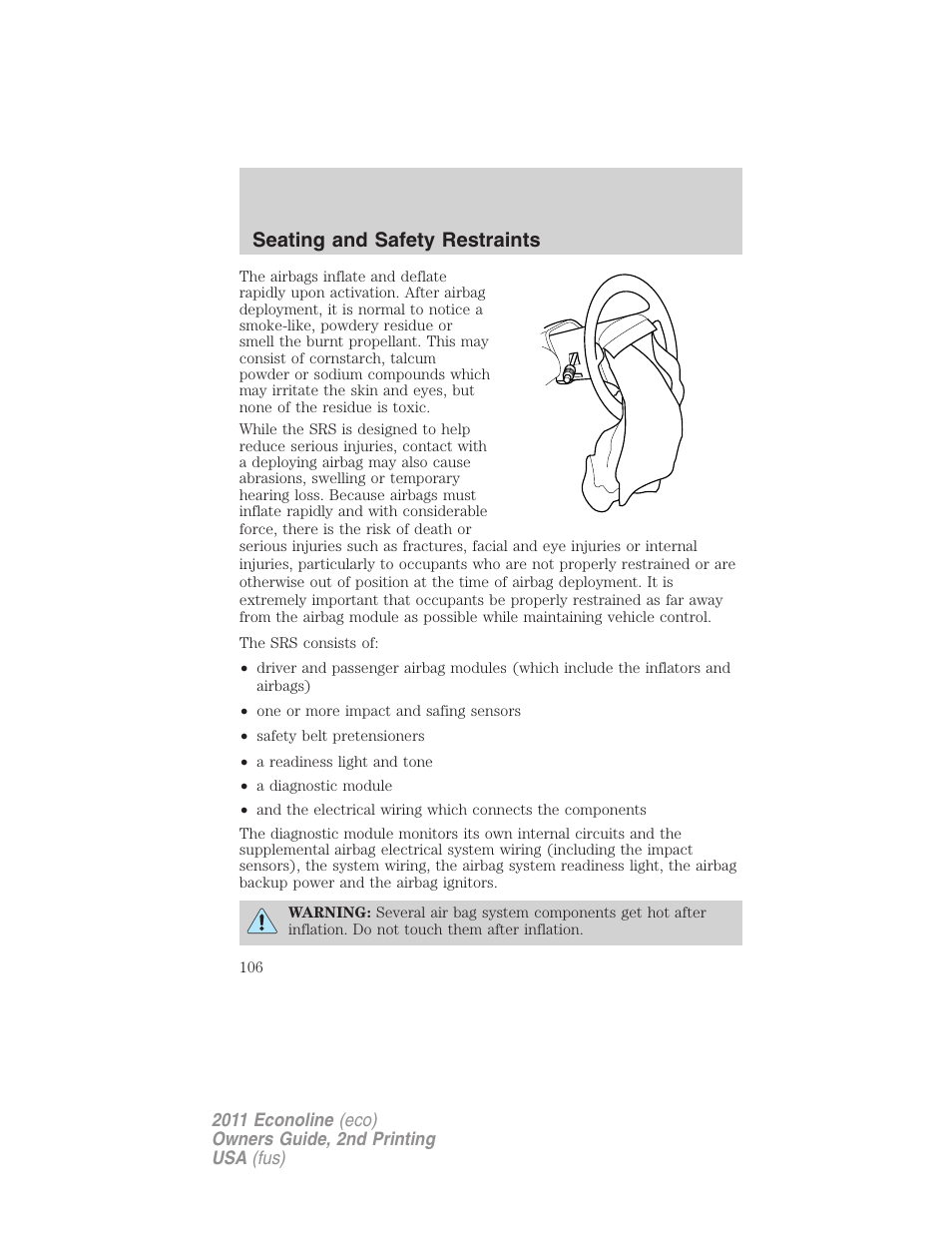 Seating and safety restraints | FORD 2011 E-450 v.2 User Manual | Page 106 / 334