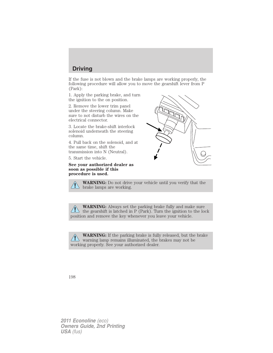 Driving | FORD 2011 E-450 v.2 User Manual | Page 198 / 334