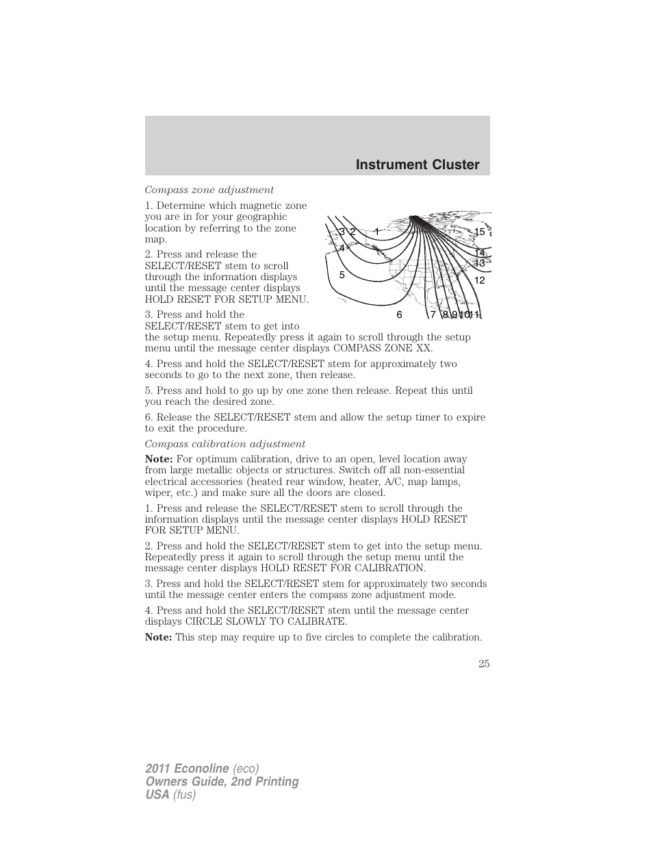 Instrument cluster | FORD 2011 E-450 v.2 User Manual | Page 25 / 334