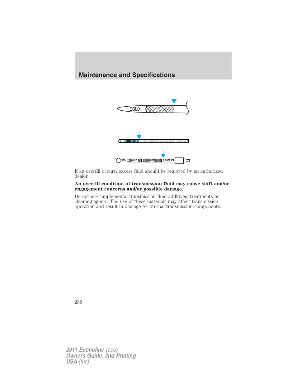 Maintenance and specifications | FORD 2011 E-450 v.2 User Manual | Page 288 / 334