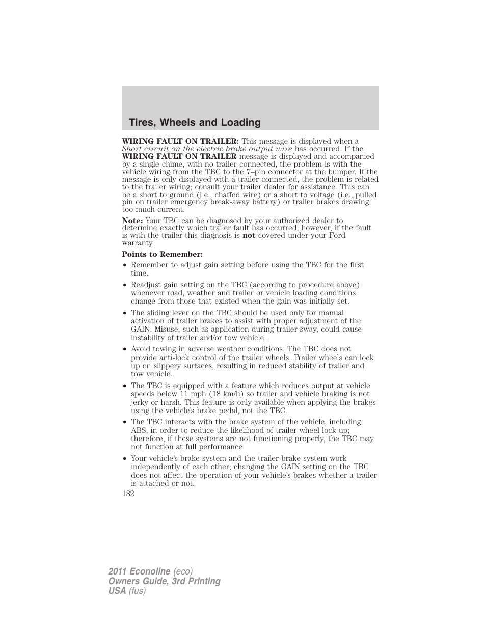 Tires, wheels and loading | FORD 2011 E-450 v.3 User Manual | Page 182 / 339