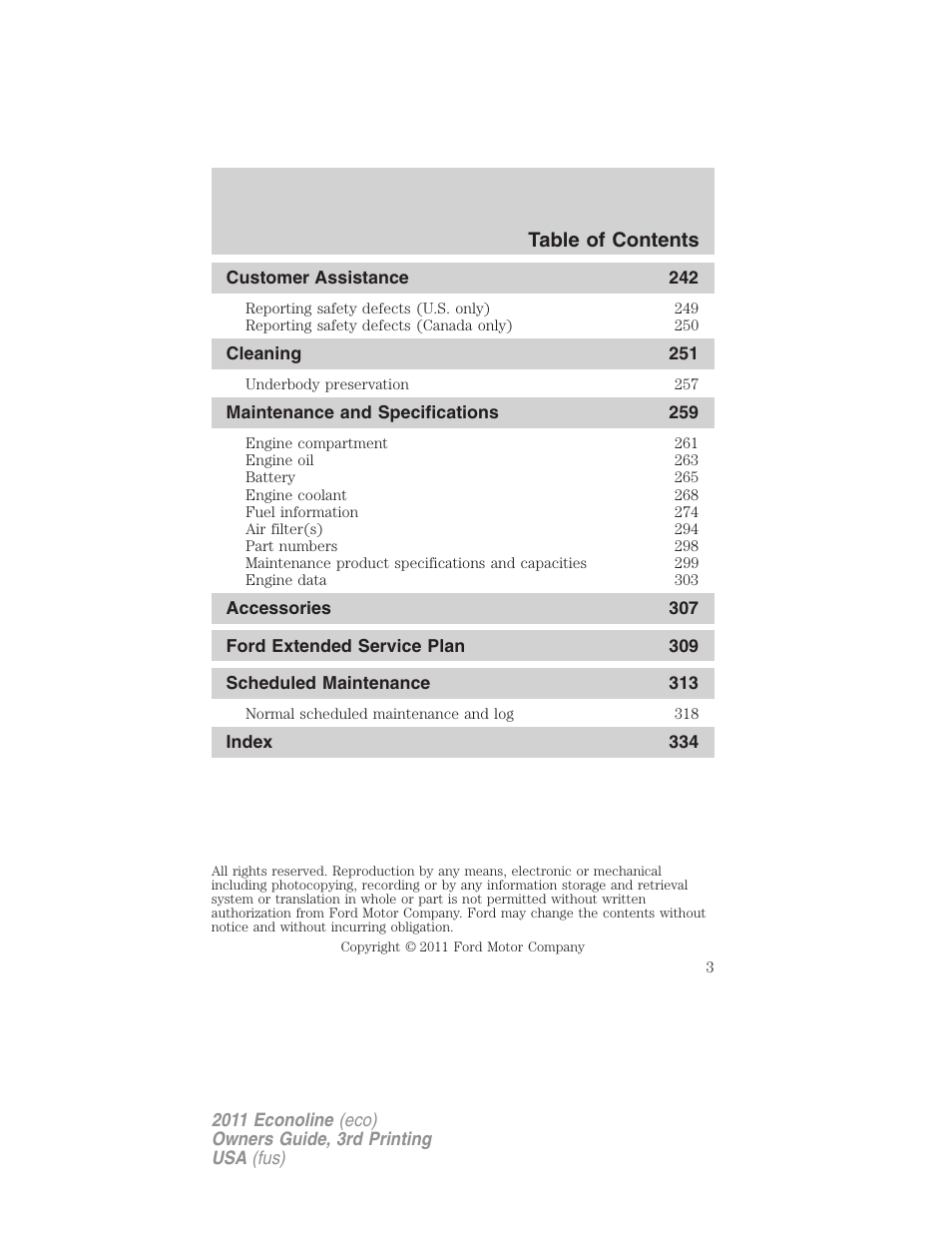 FORD 2011 E-450 v.3 User Manual | Page 3 / 339