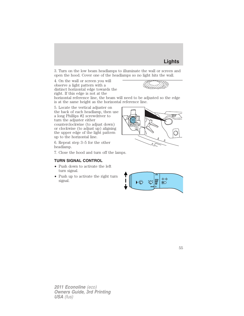 Turn signal control, Lights | FORD 2011 E-450 v.3 User Manual | Page 55 / 339