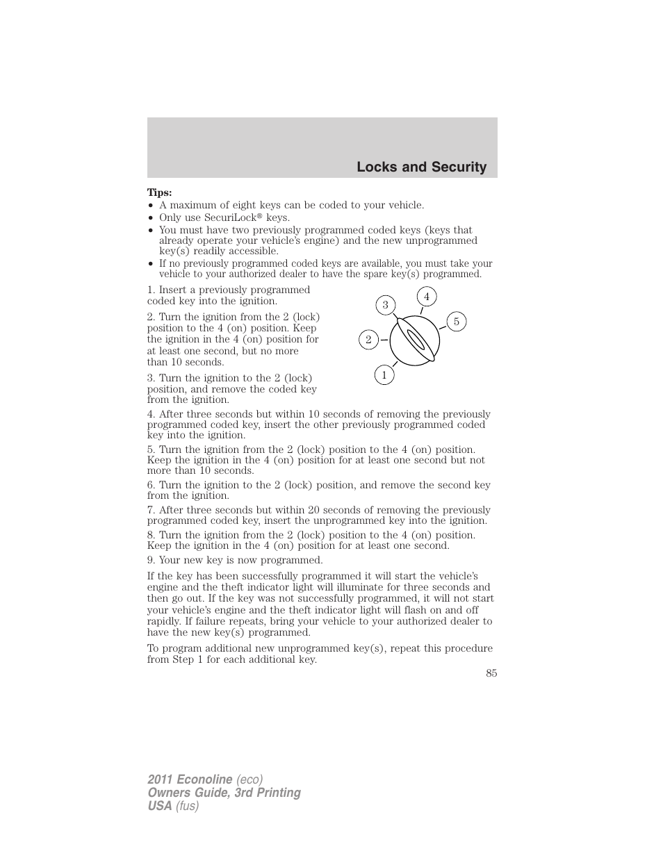 Locks and security | FORD 2011 E-450 v.3 User Manual | Page 85 / 339