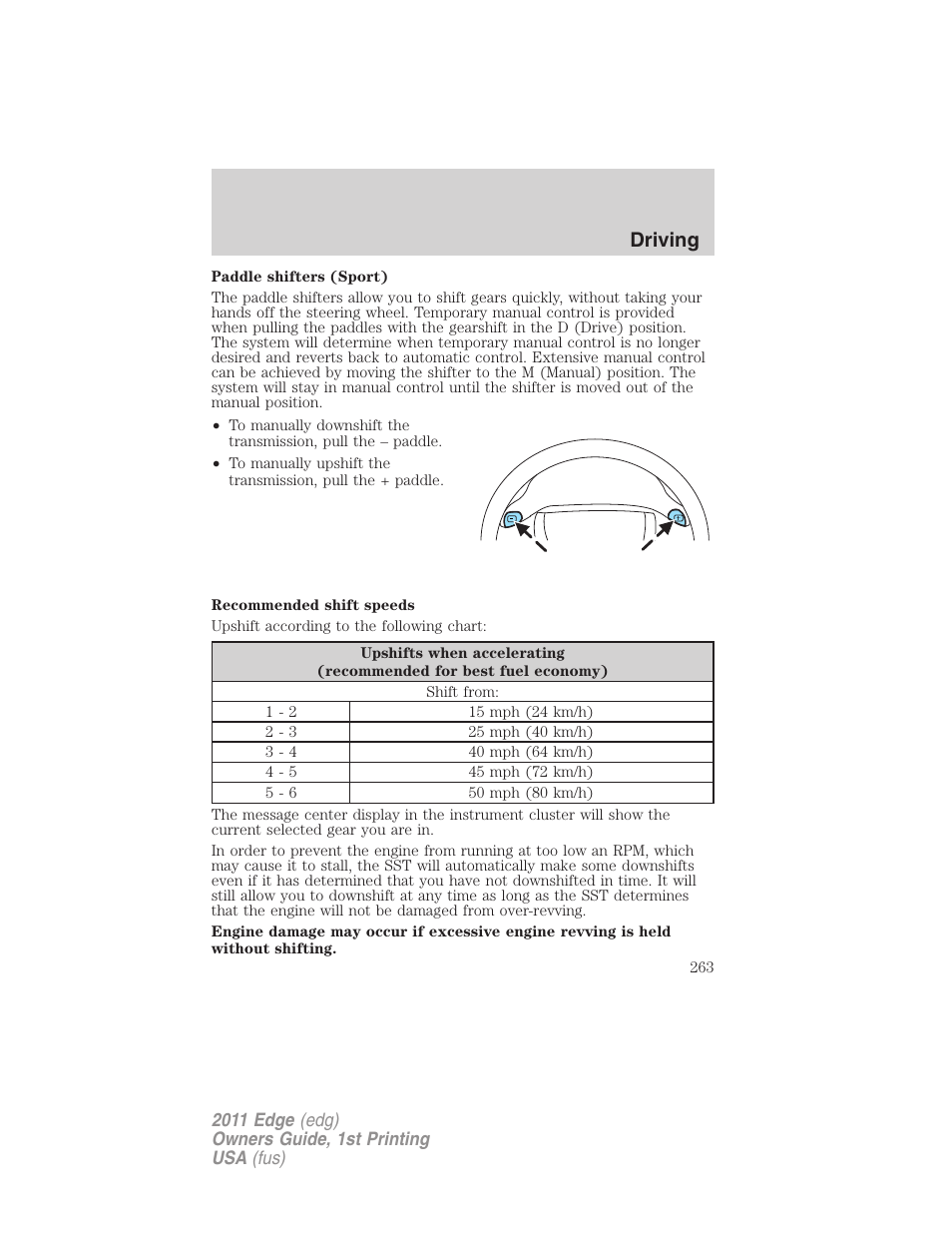 Driving | FORD 2011 Edge v.1 User Manual | Page 263 / 403