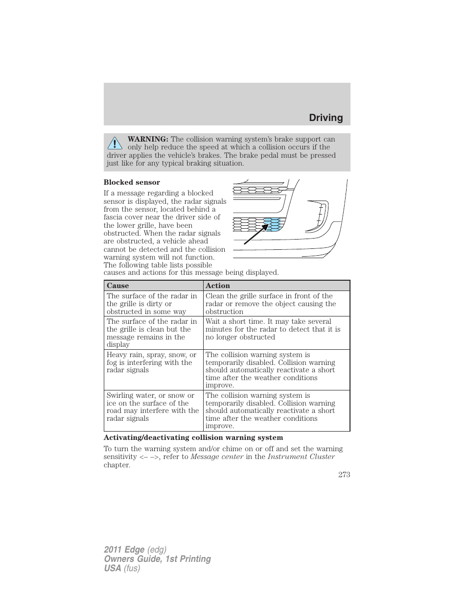 Driving | FORD 2011 Edge v.1 User Manual | Page 273 / 403