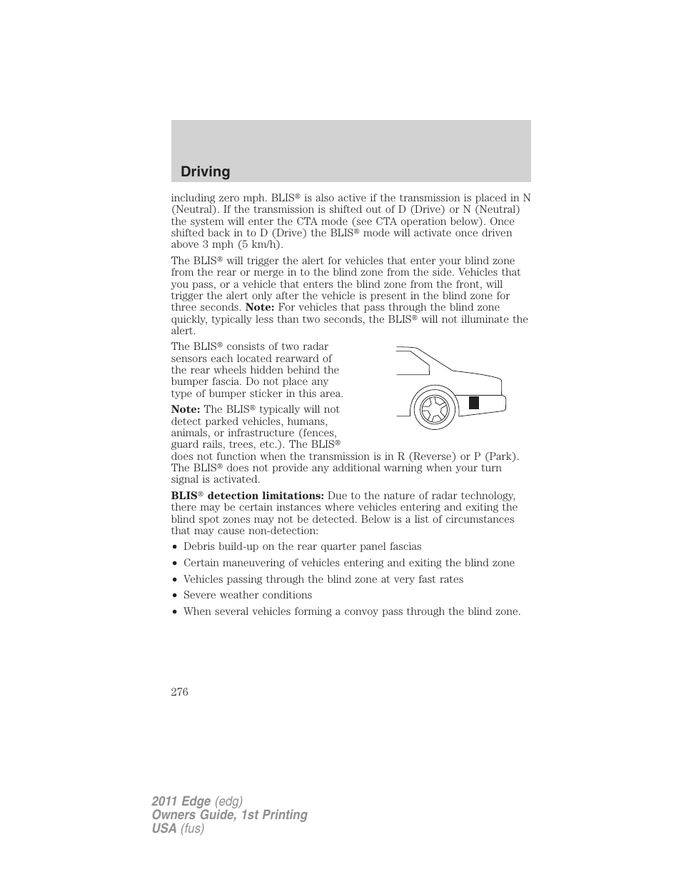 Driving | FORD 2011 Edge v.1 User Manual | Page 276 / 403