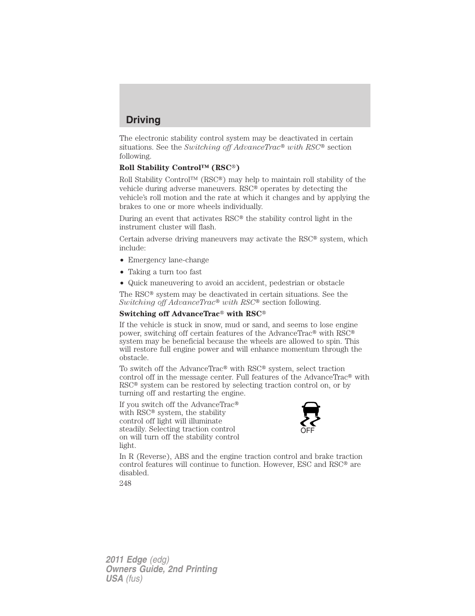 Driving | FORD 2011 Edge v.2 User Manual | Page 248 / 394