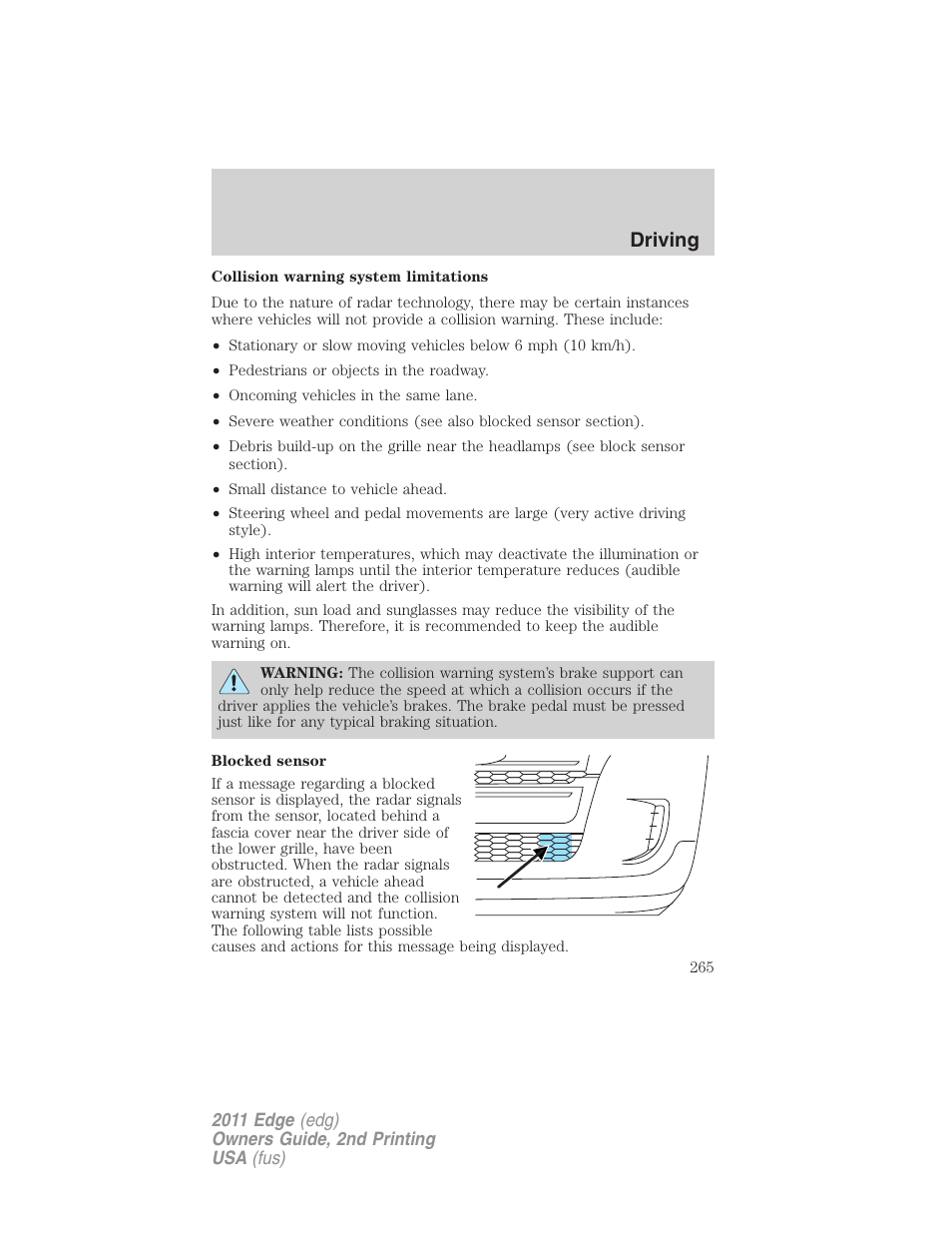 Driving | FORD 2011 Edge v.2 User Manual | Page 265 / 394