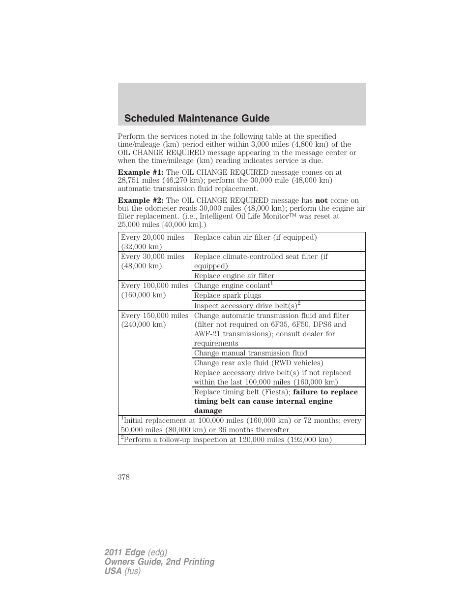Scheduled maintenance guide | FORD 2011 Edge v.2 User Manual | Page 378 / 394