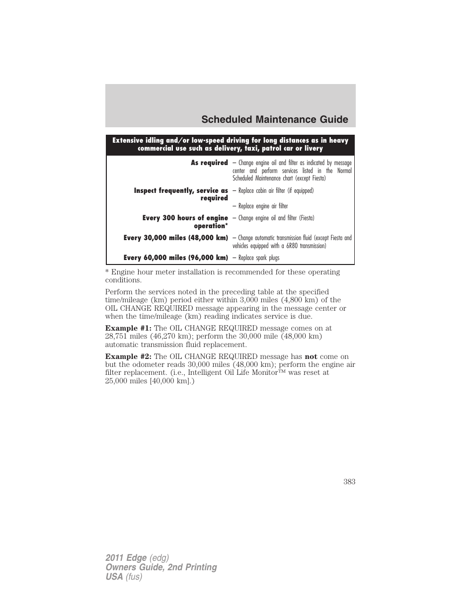 Scheduled maintenance guide | FORD 2011 Edge v.2 User Manual | Page 383 / 394