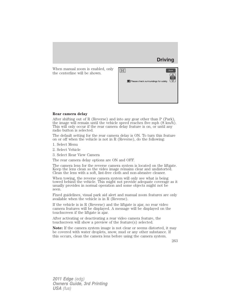 Driving | FORD 2011 Edge v.3 User Manual | Page 263 / 396