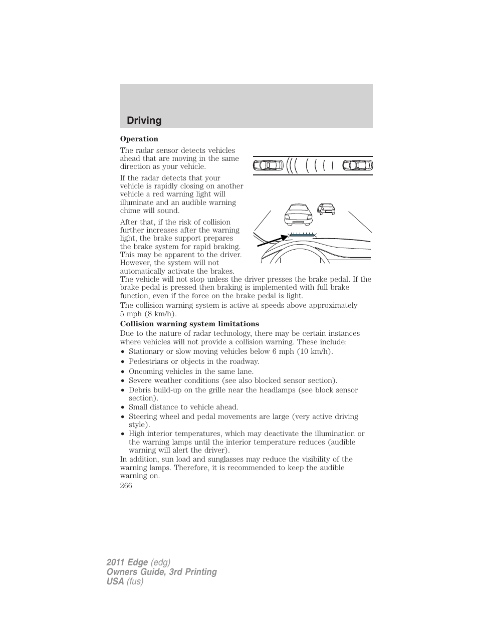 Driving | FORD 2011 Edge v.3 User Manual | Page 266 / 396