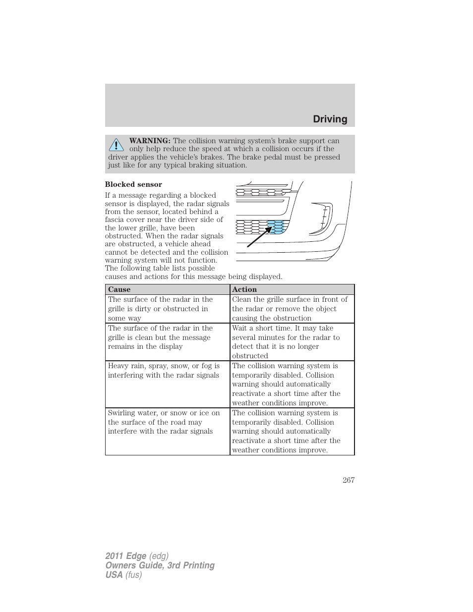 Driving | FORD 2011 Edge v.3 User Manual | Page 267 / 396