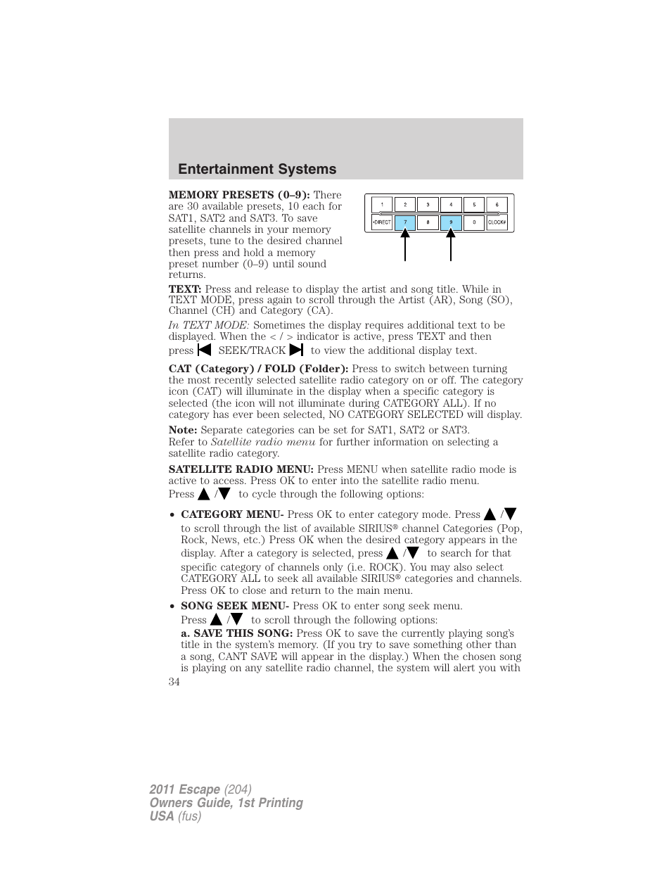 Entertainment systems | FORD 2011 Escape v.1 User Manual | Page 34 / 367