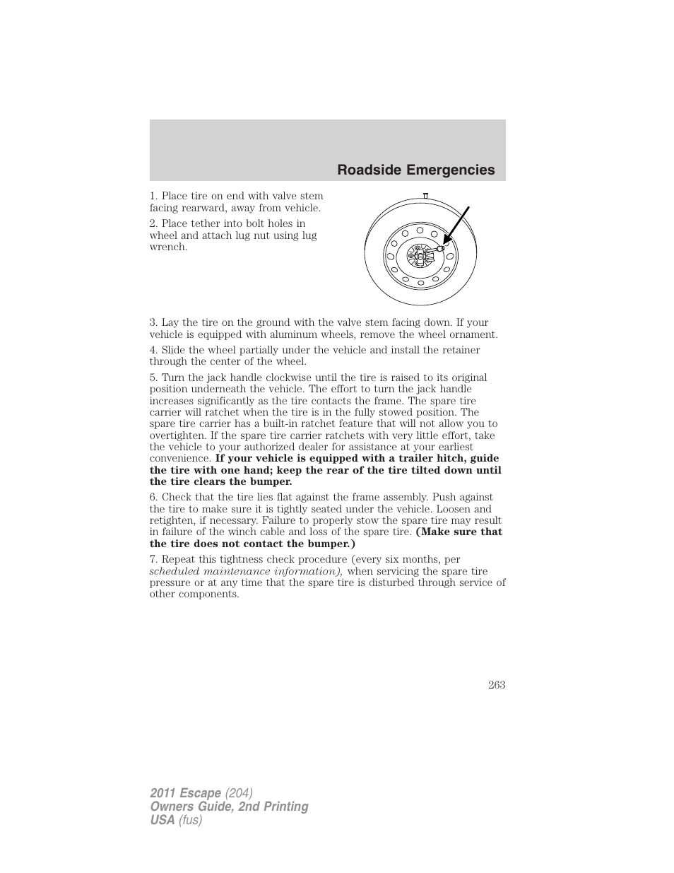 Roadside emergencies | FORD 2011 Escape v.2 User Manual | Page 263 / 364