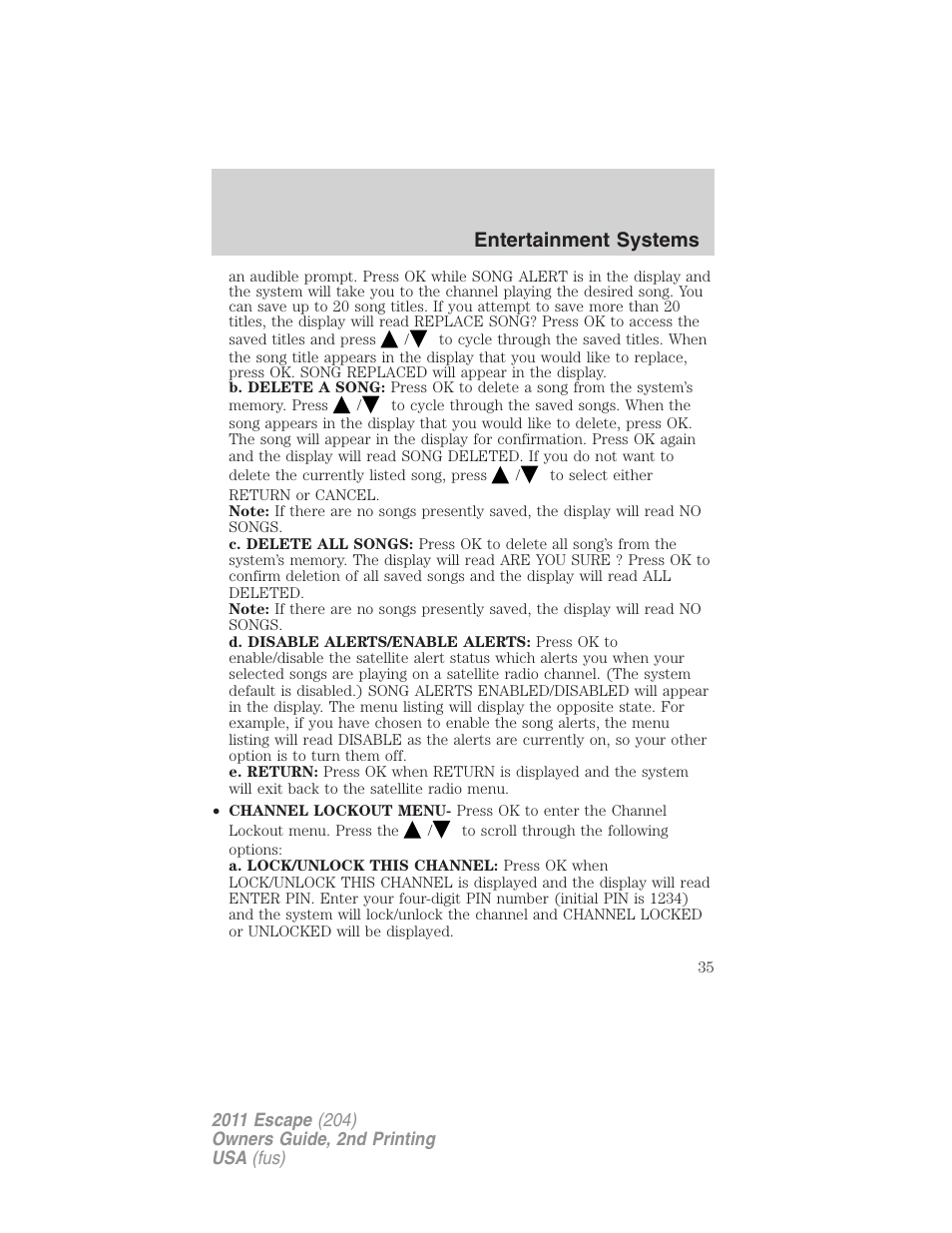 Entertainment systems | FORD 2011 Escape v.2 User Manual | Page 35 / 364