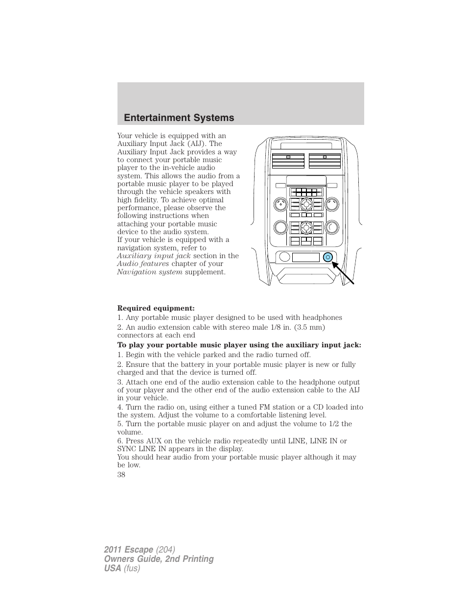 FORD 2011 Escape v.2 User Manual | Page 38 / 364