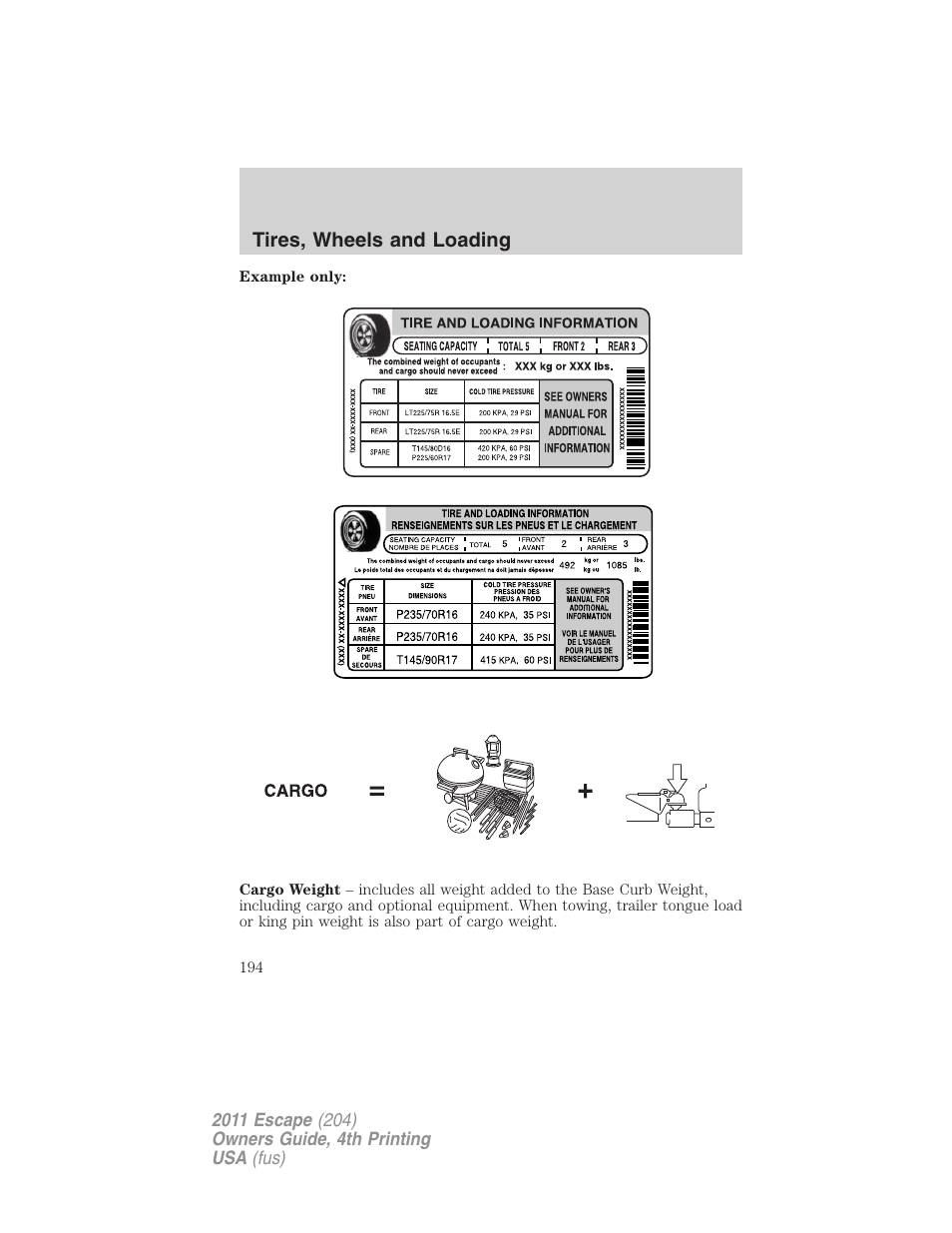 FORD 2011 Escape v.4 User Manual | Page 194 / 368