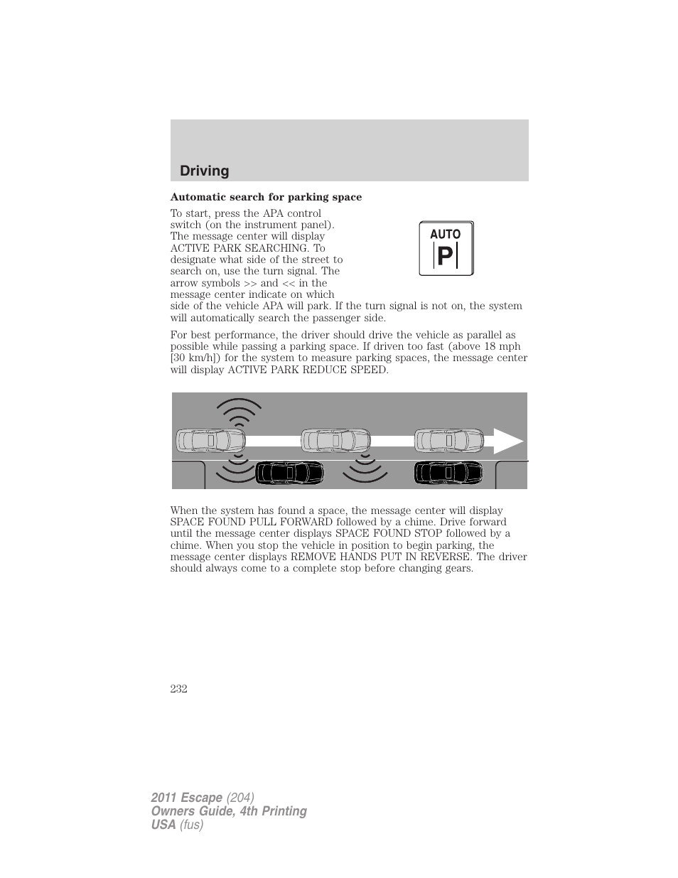 Driving | FORD 2011 Escape v.4 User Manual | Page 232 / 368