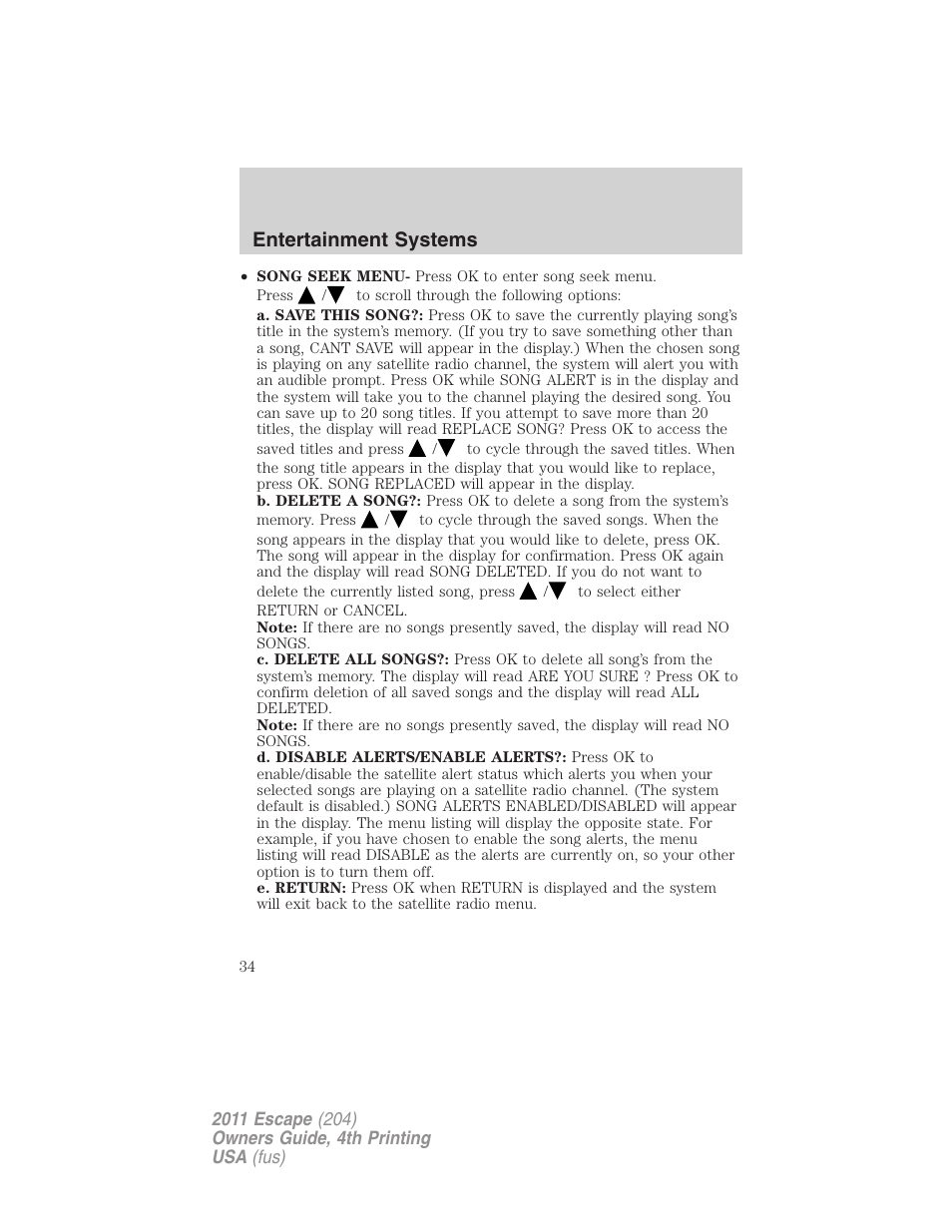 Entertainment systems | FORD 2011 Escape v.4 User Manual | Page 34 / 368