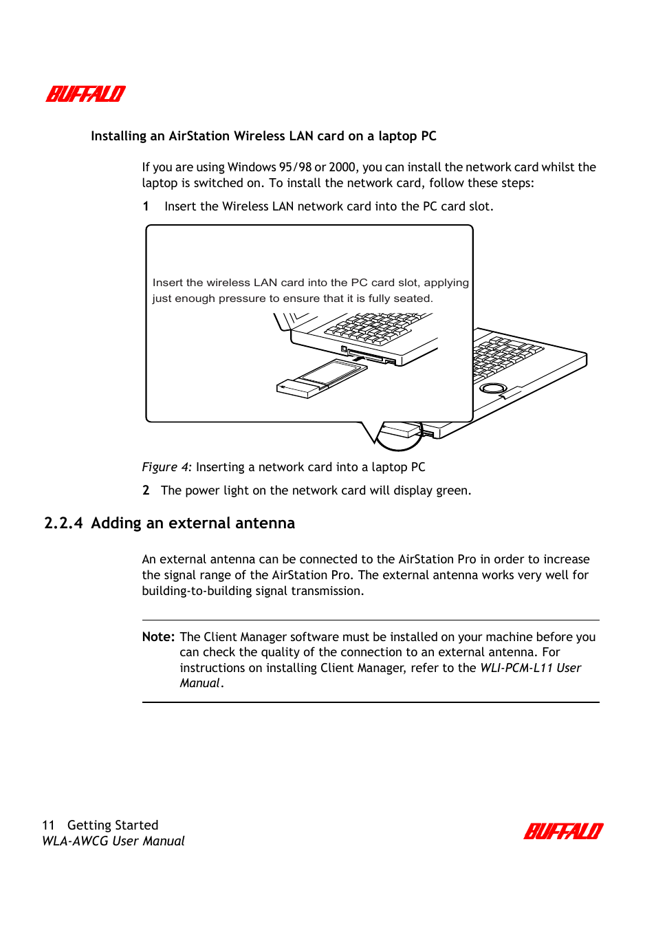 4 adding an external antenna | Buffalo Technology AirStation Pro WLA-AWCG User Manual | Page 14 / 96