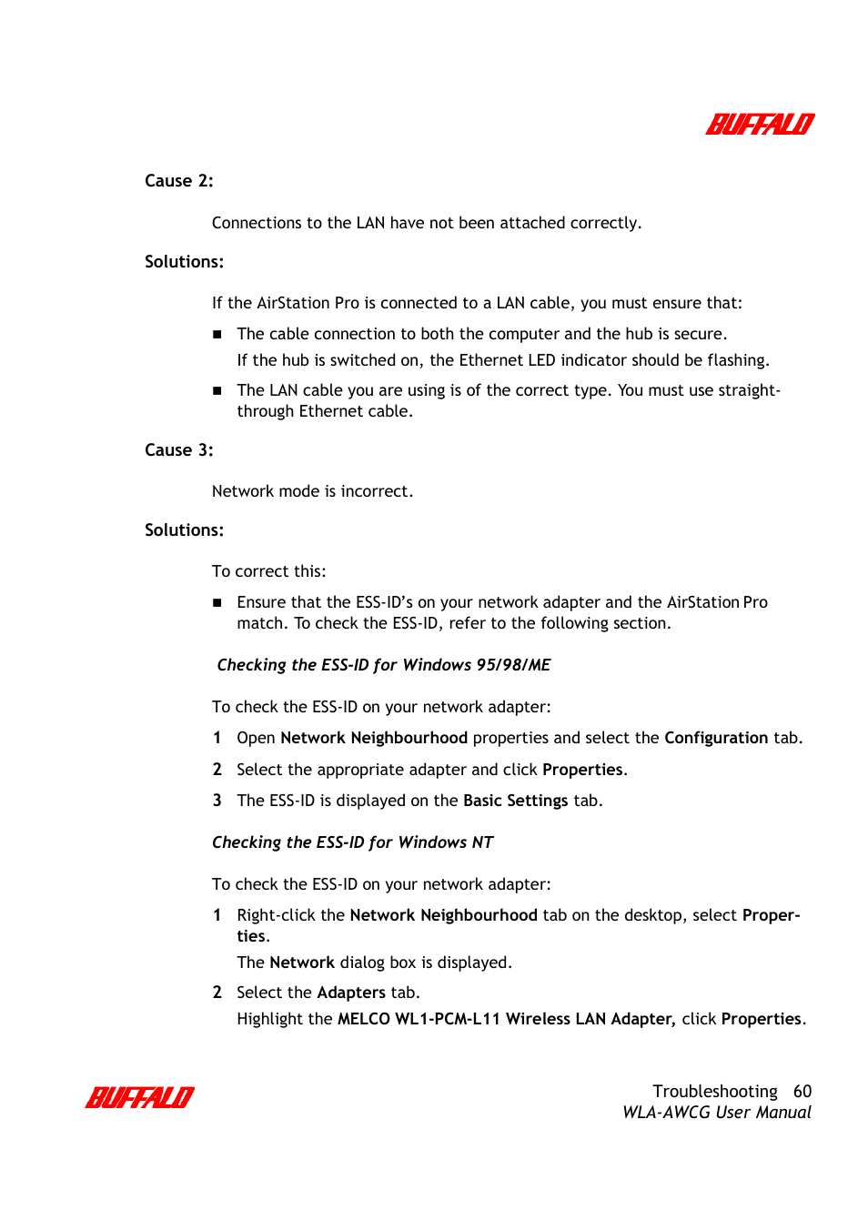 Buffalo Technology AirStation Pro WLA-AWCG User Manual | Page 63 / 96