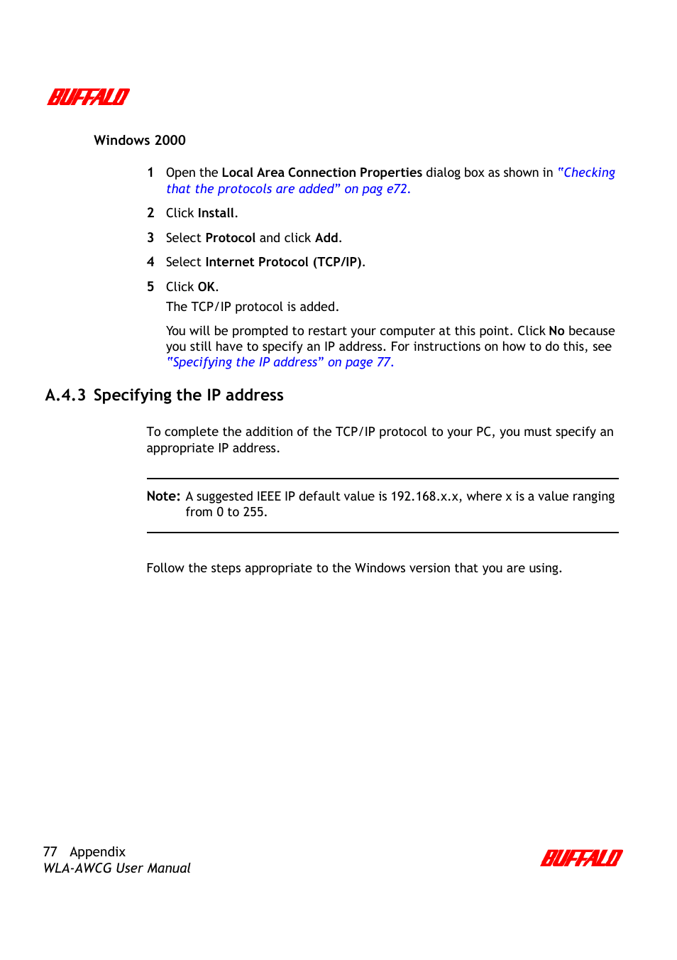 Buffalo Technology AirStation Pro WLA-AWCG User Manual | Page 80 / 96