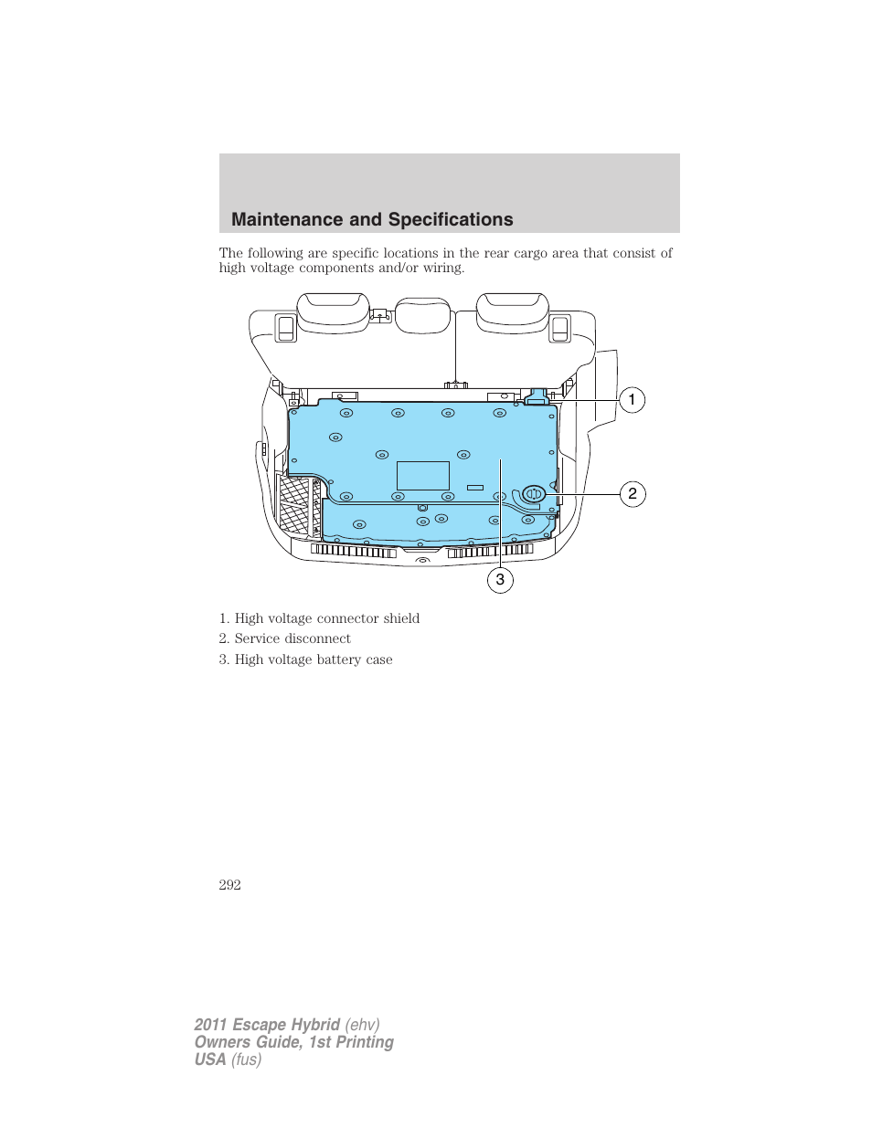 Maintenance and specifications | FORD 2011 Escape Hybrid v.1 User Manual | Page 292 / 363