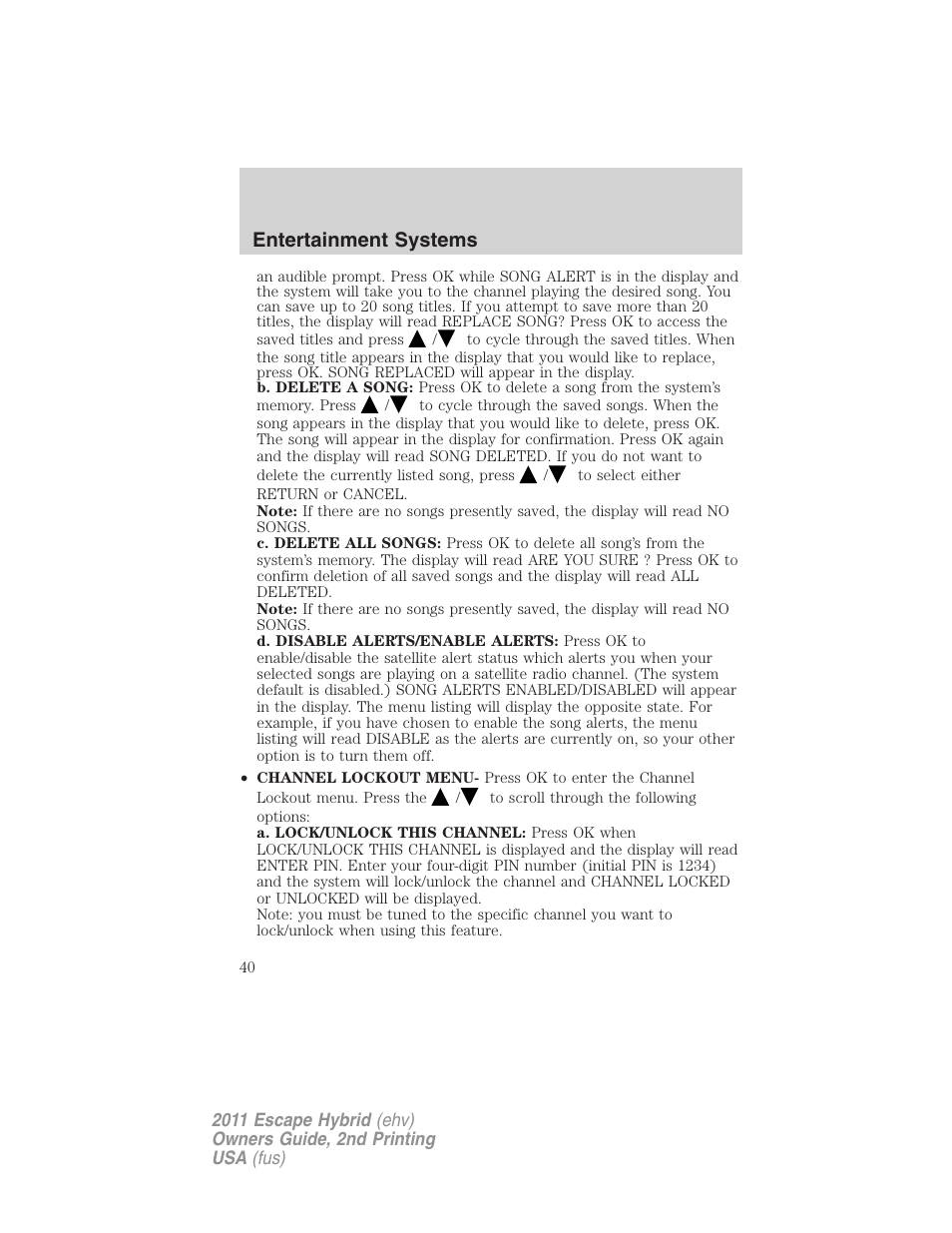 Entertainment systems | FORD 2011 Escape Hybrid v.2 User Manual | Page 40 / 363