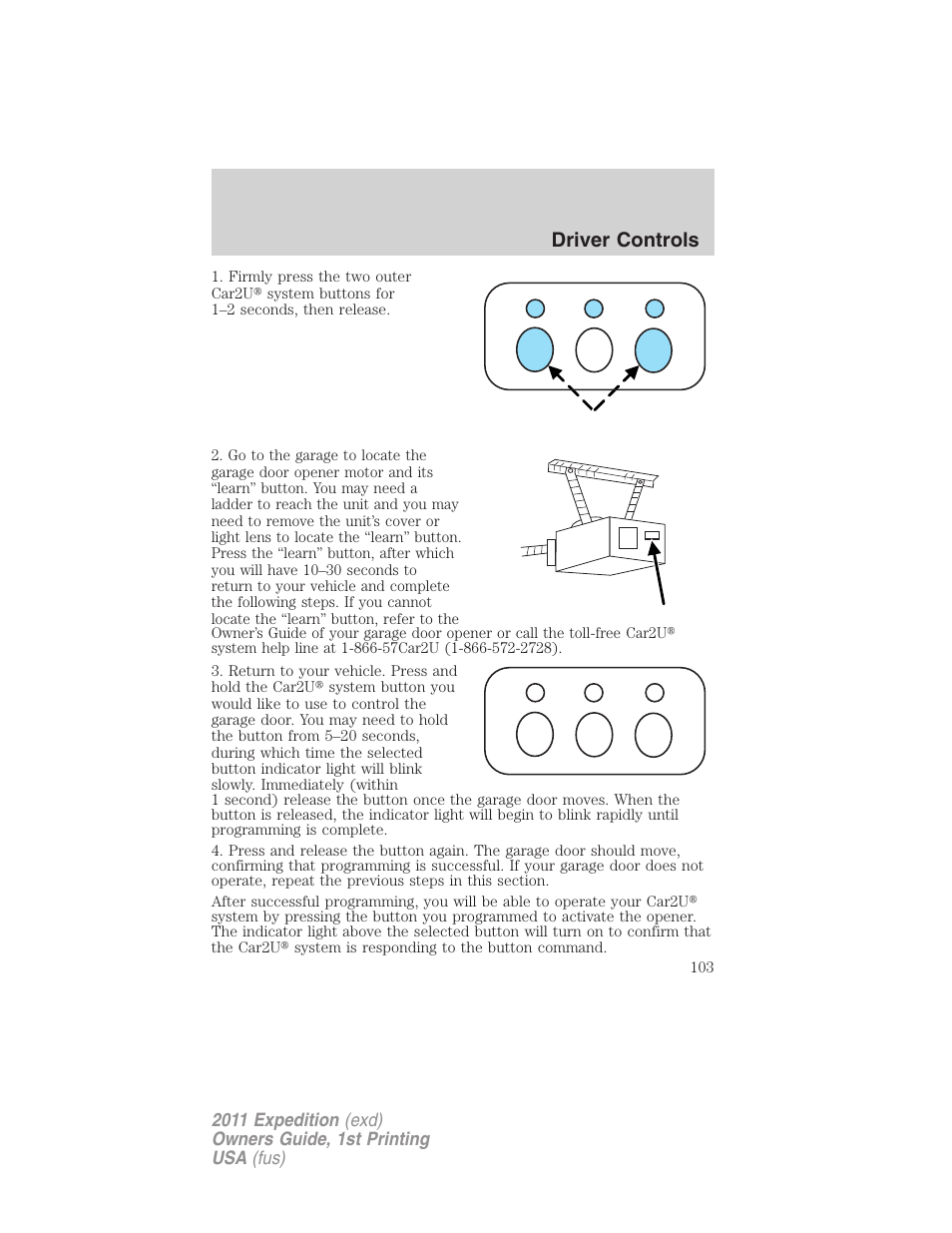 Driver controls | FORD 2011 Expedition User Manual | Page 103 / 395