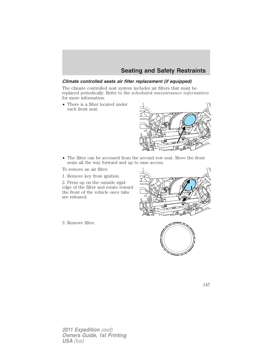 Seating and safety restraints | FORD 2011 Expedition User Manual | Page 147 / 395