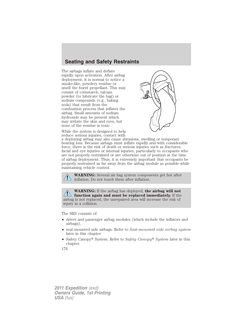 Seating and safety restraints | FORD 2011 Expedition User Manual | Page 176 / 395