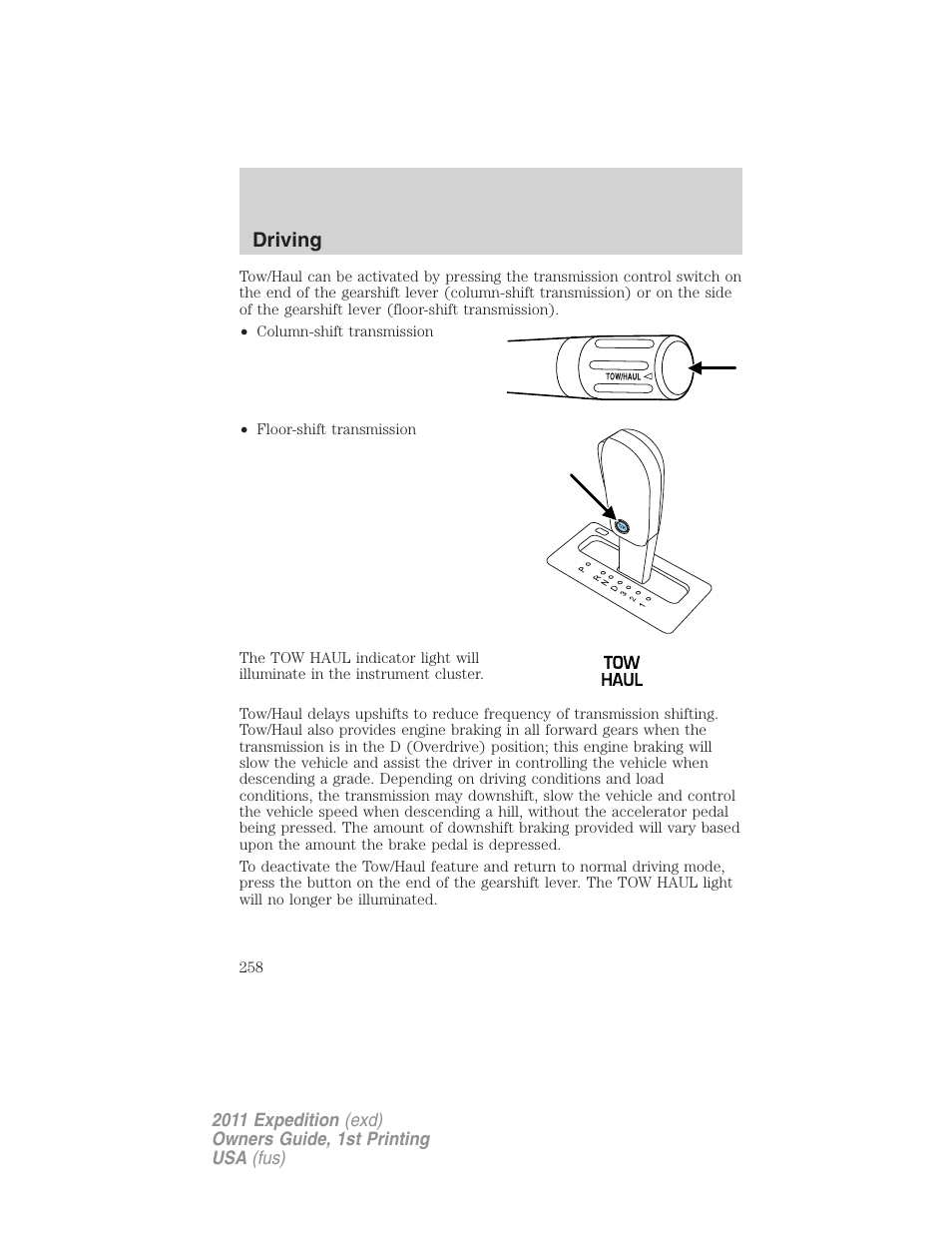 Driving | FORD 2011 Expedition User Manual | Page 258 / 395