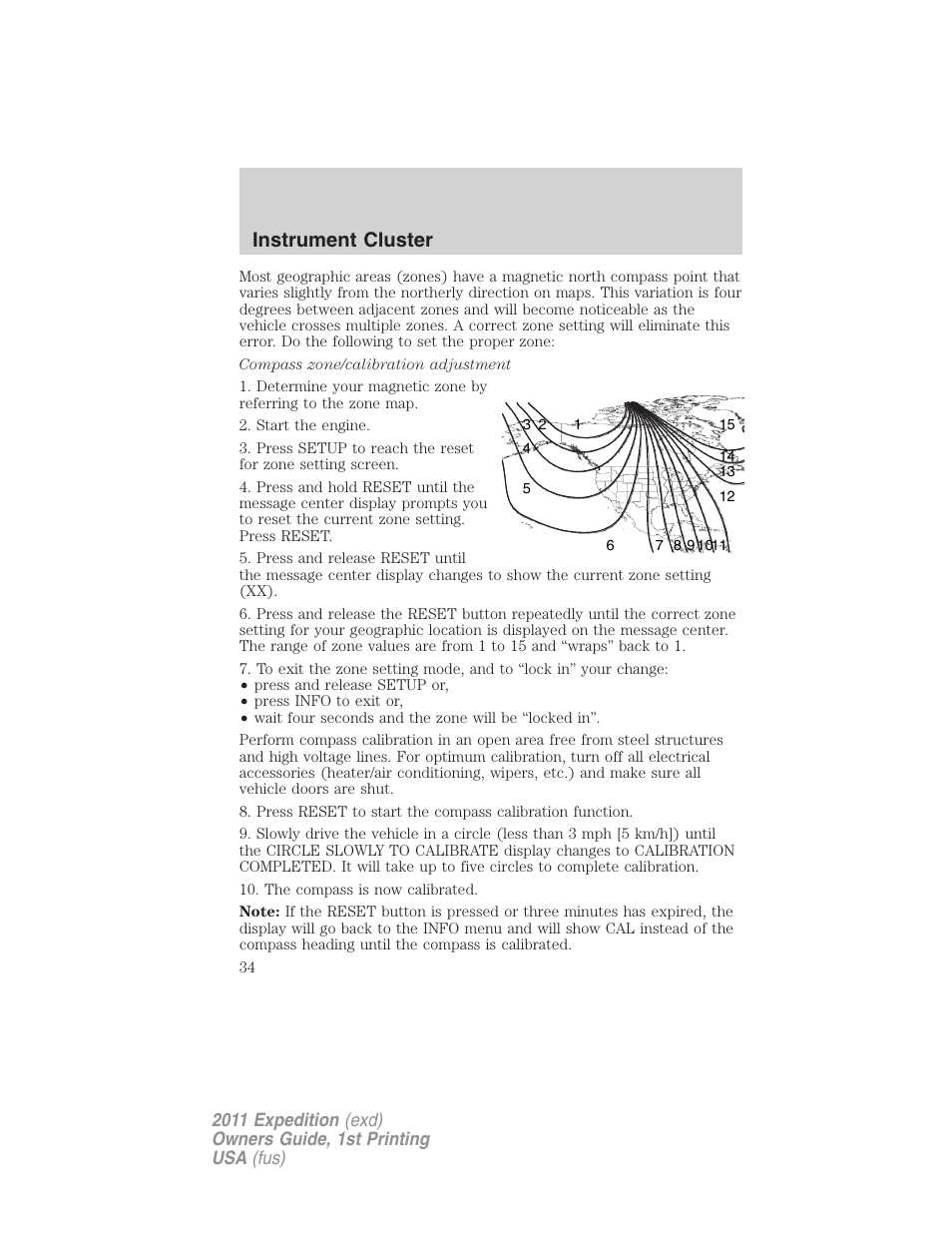 Instrument cluster | FORD 2011 Expedition User Manual | Page 34 / 395