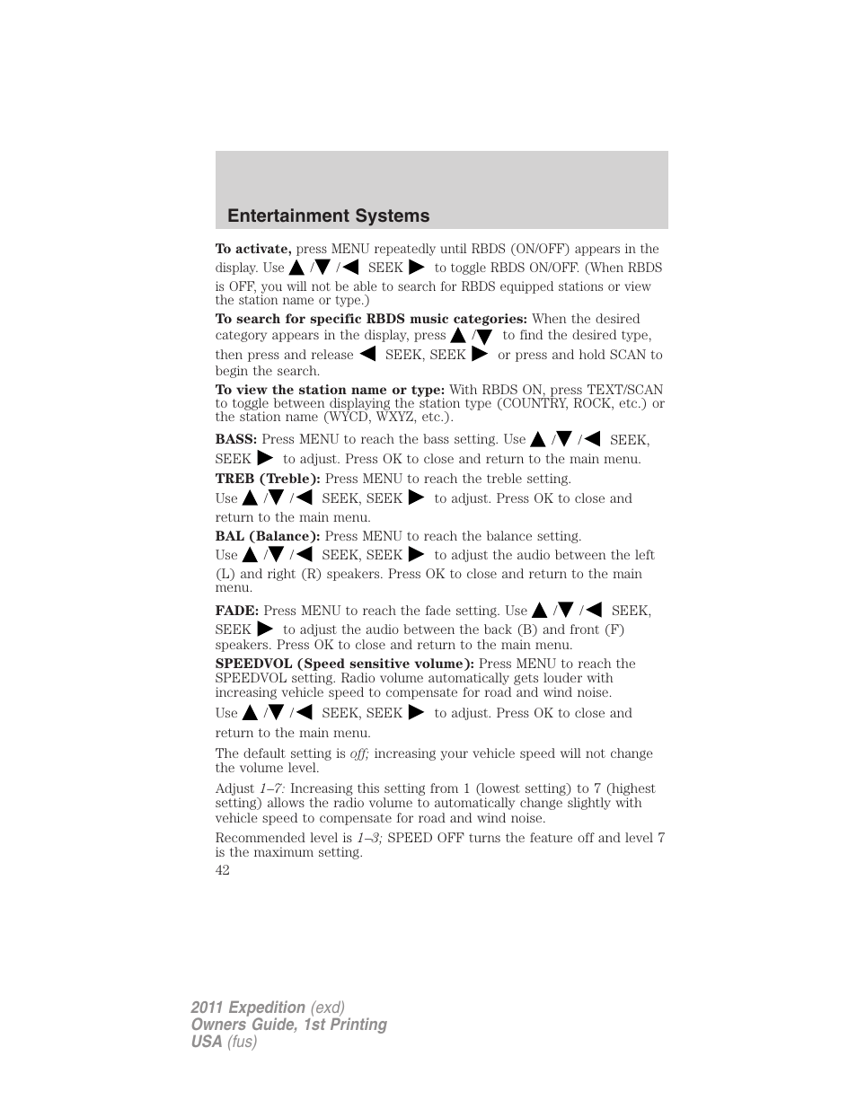 Entertainment systems | FORD 2011 Expedition User Manual | Page 42 / 395