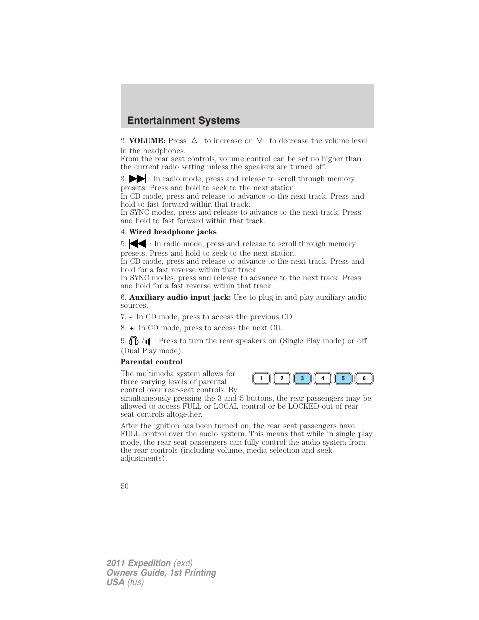 Entertainment systems | FORD 2011 Expedition User Manual | Page 50 / 395