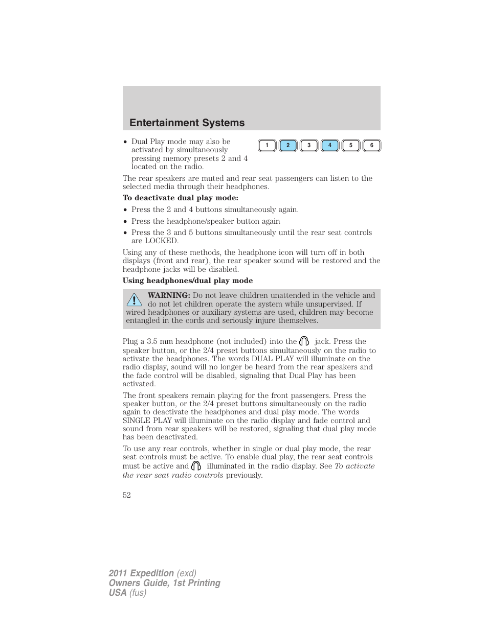 Entertainment systems | FORD 2011 Expedition User Manual | Page 52 / 395