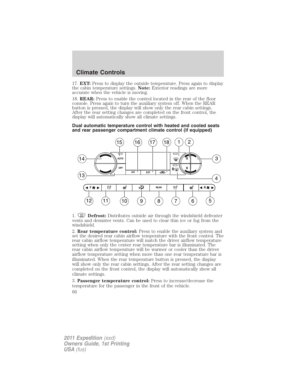 Climate controls | FORD 2011 Expedition User Manual | Page 66 / 395