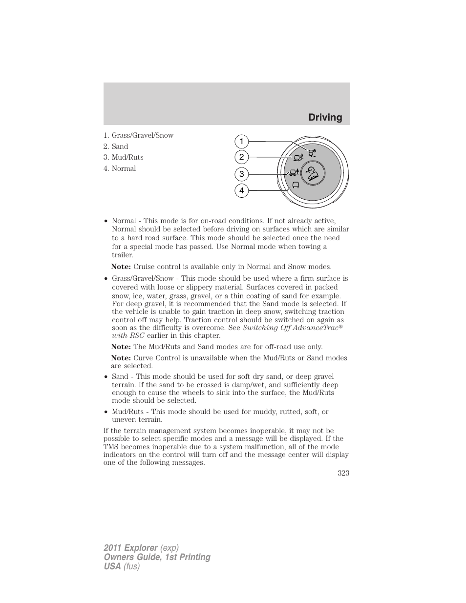 Driving | FORD 2011 Explorer v.1 User Manual | Page 324 / 449