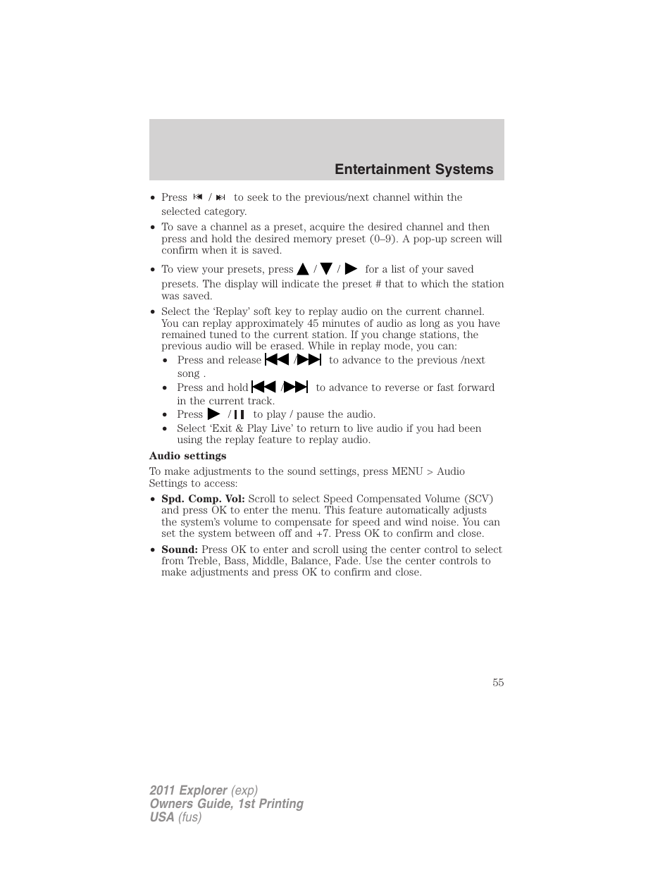 Entertainment systems | FORD 2011 Explorer v.1 User Manual | Page 56 / 449