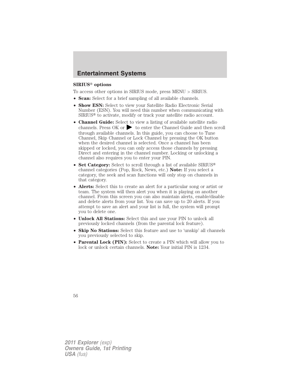 Entertainment systems | FORD 2011 Explorer v.1 User Manual | Page 57 / 449