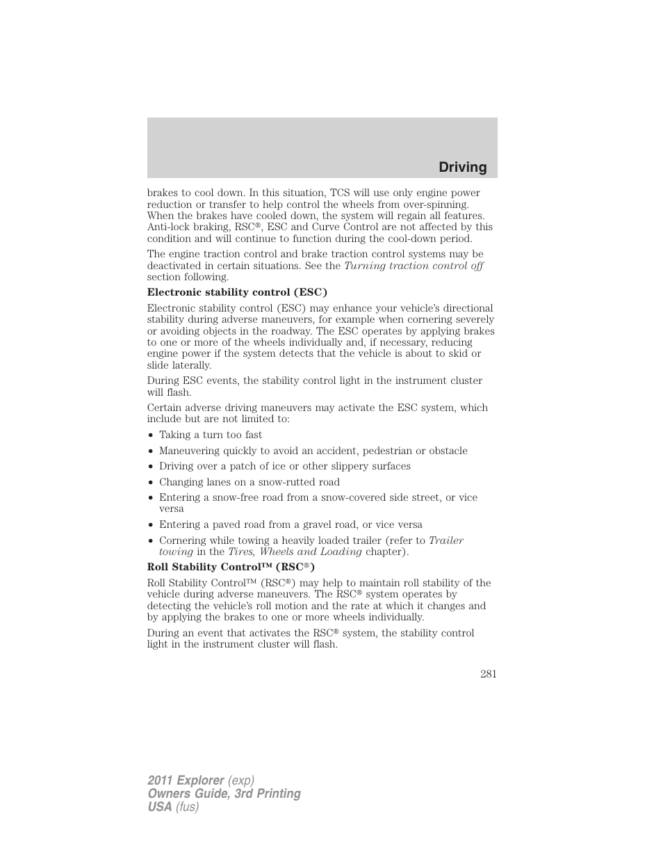 Driving | FORD 2011 Explorer v.2 User Manual | Page 281 / 448