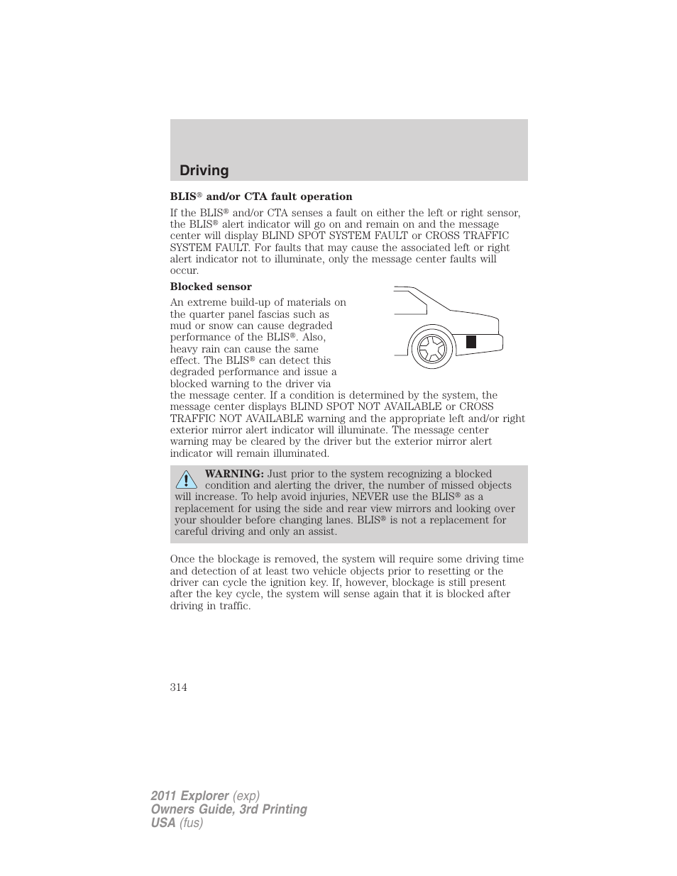Driving | FORD 2011 Explorer v.2 User Manual | Page 314 / 448