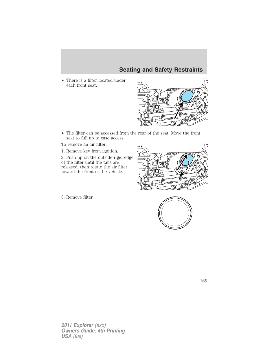 Seating and safety restraints | FORD 2011 Explorer v.3 User Manual | Page 165 / 442