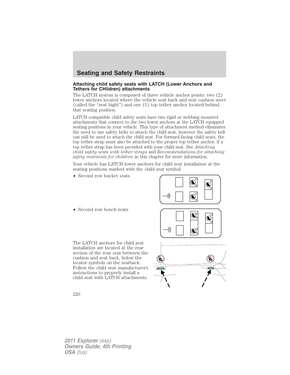 Seating and safety restraints | FORD 2011 Explorer v.3 User Manual | Page 220 / 442