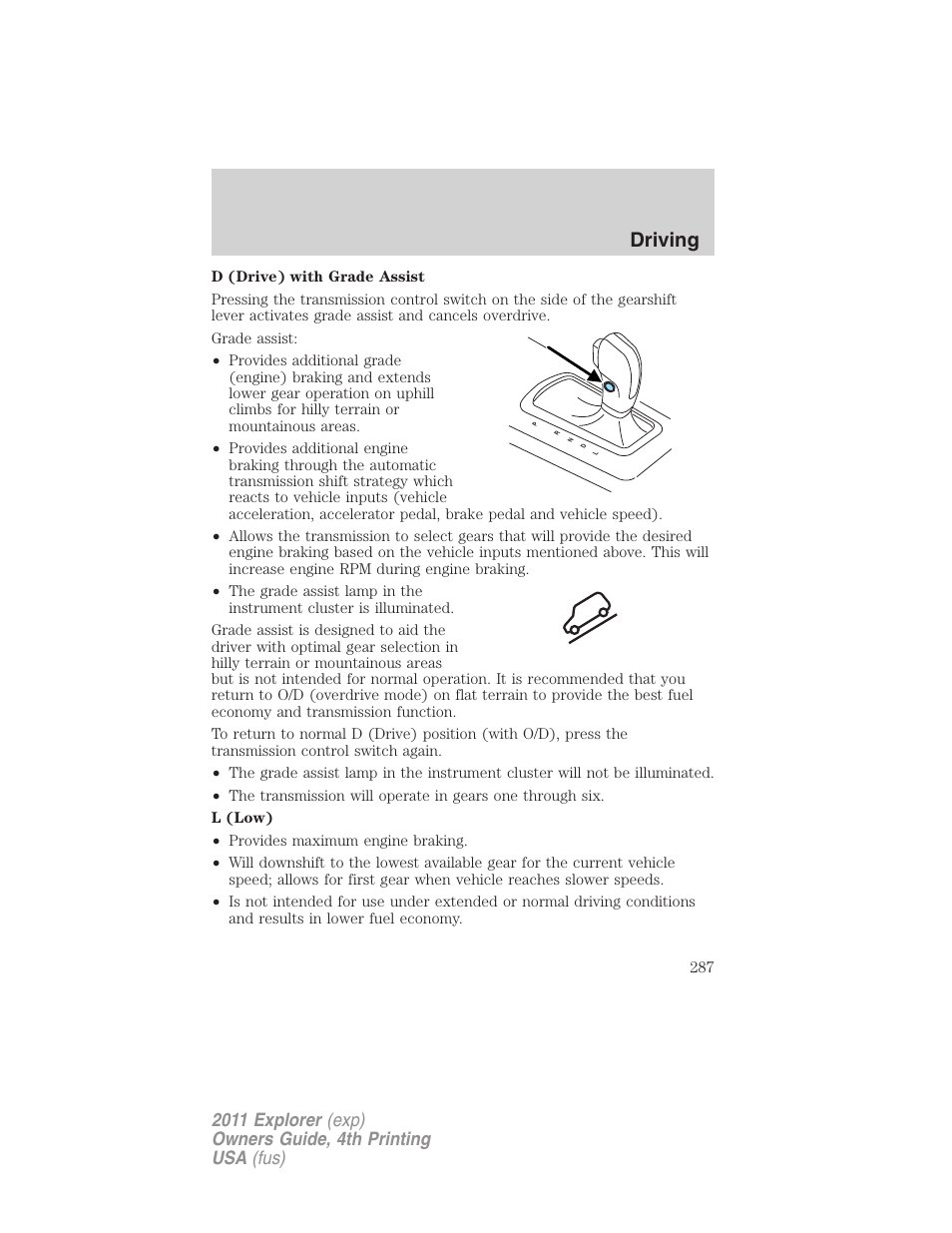 Driving | FORD 2011 Explorer v.3 User Manual | Page 287 / 442