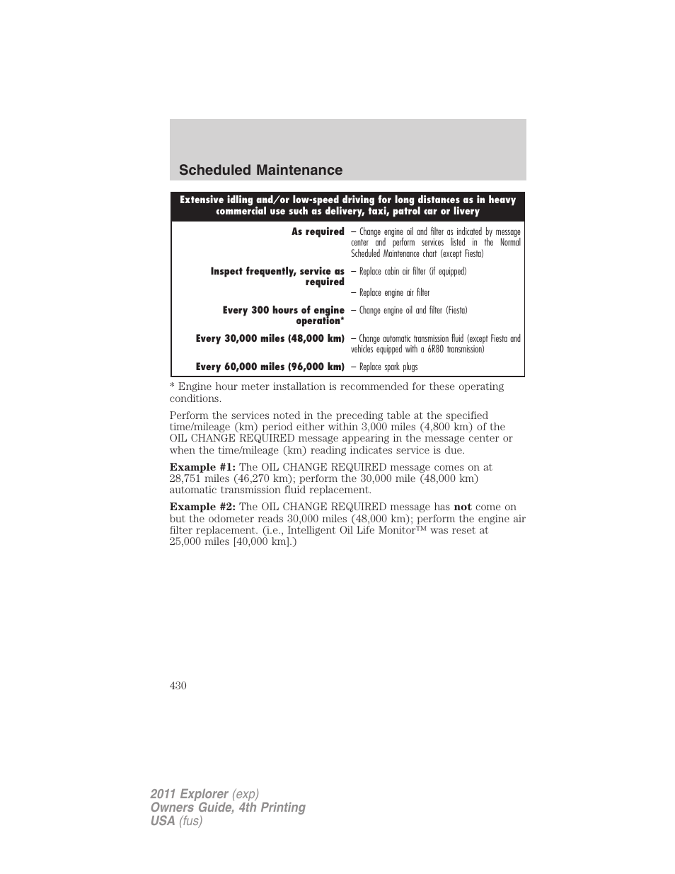 Scheduled maintenance | FORD 2011 Explorer v.3 User Manual | Page 430 / 442