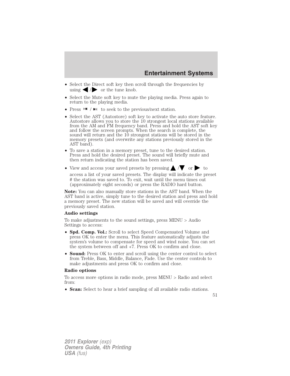 Entertainment systems | FORD 2011 Explorer v.3 User Manual | Page 51 / 442