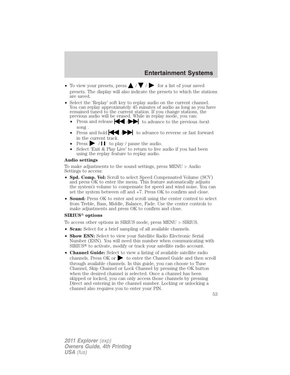 Entertainment systems | FORD 2011 Explorer v.3 User Manual | Page 53 / 442